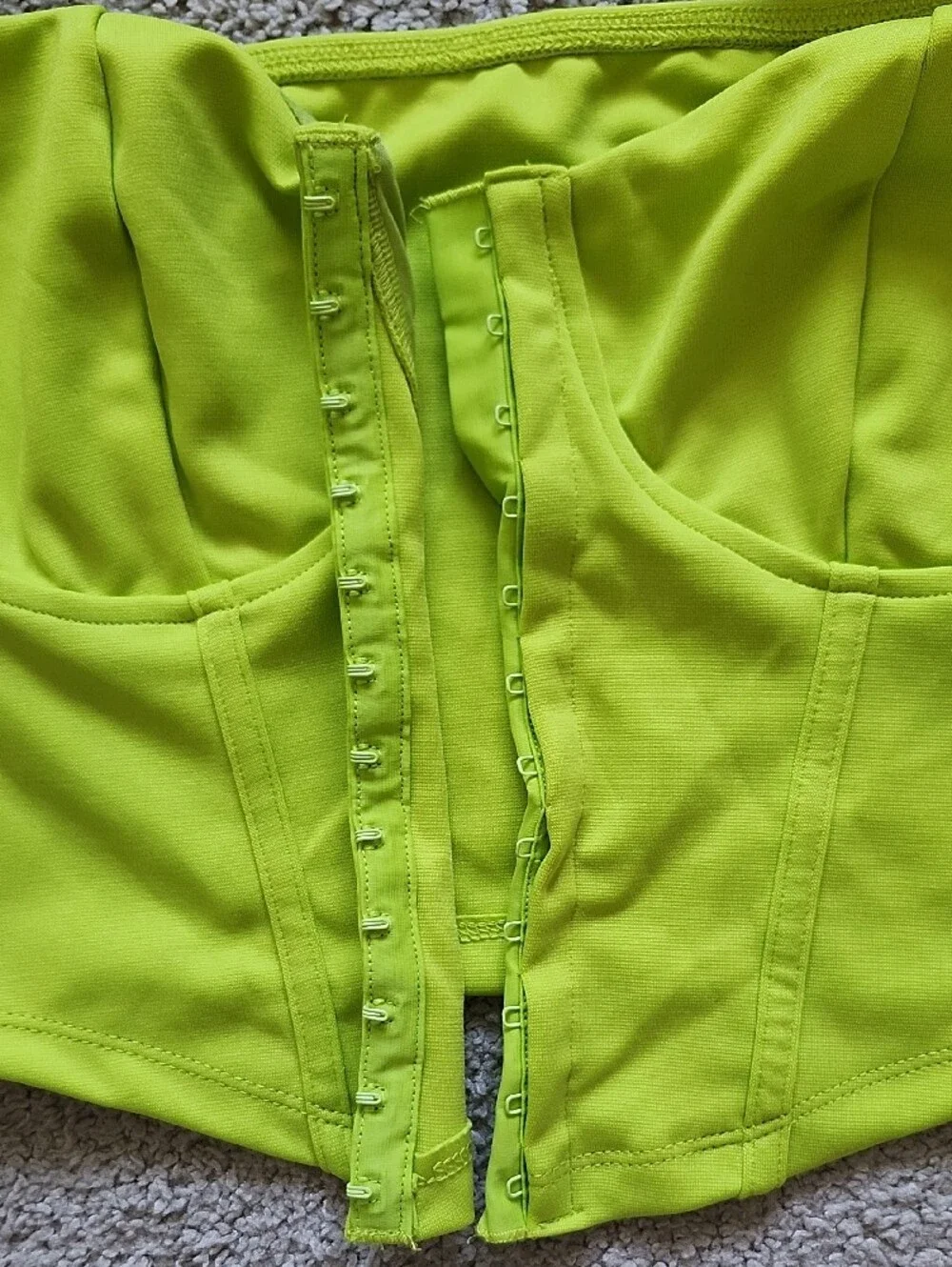 SHEIN Neon Green Puff-Sleeve Corset Crop Top - Picture 4 of 6